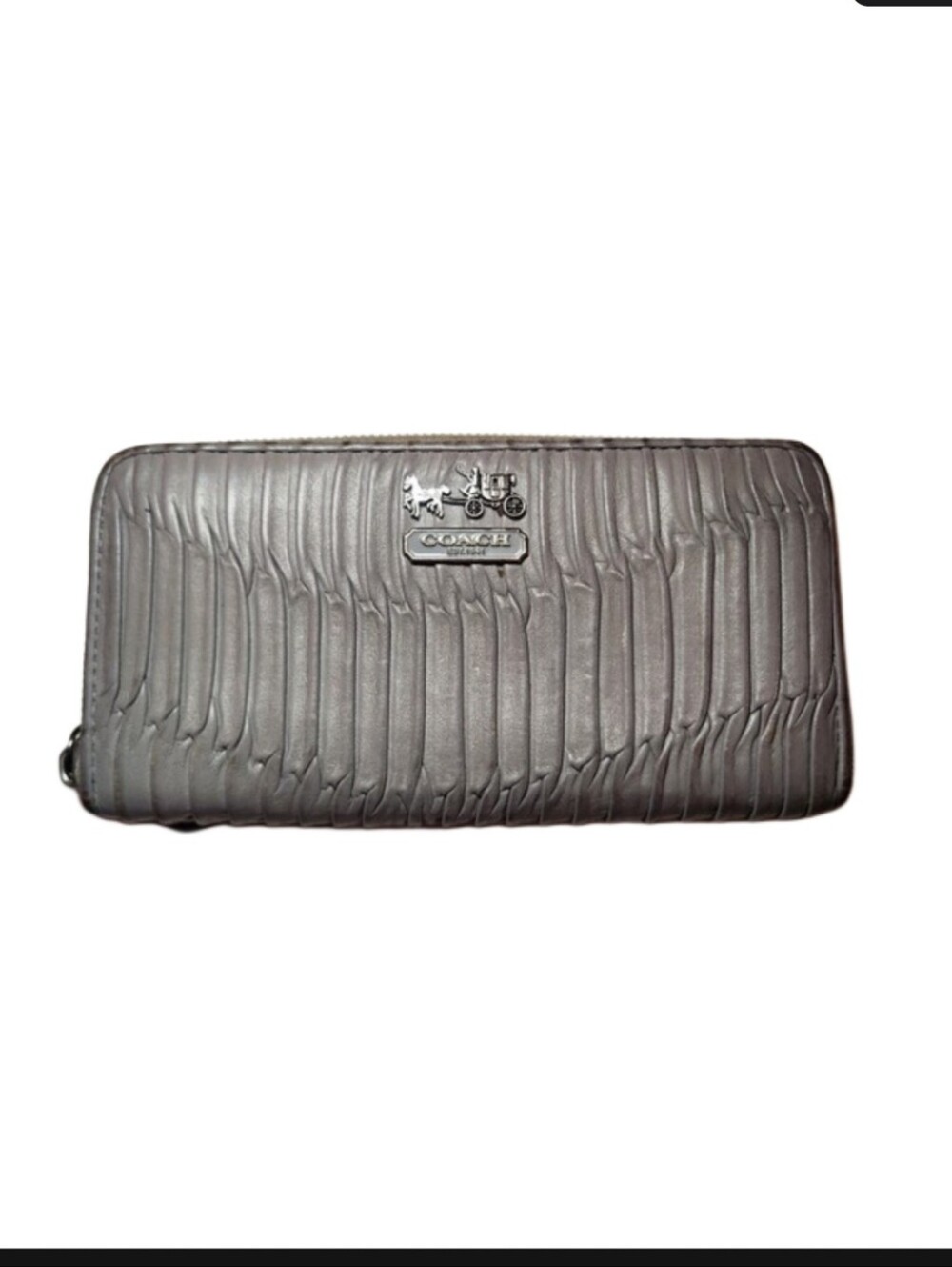 Coach Madisson Gathered Leather Grey Zip Around wallet